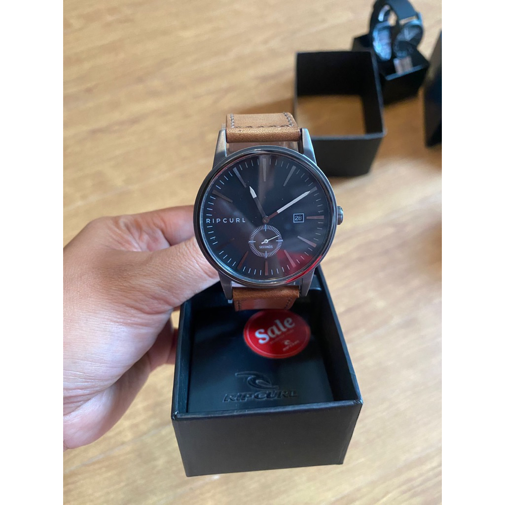 JAM TANGAN RIPCURL ORIGINAL 100% VISION GUNMENTAL LTHR