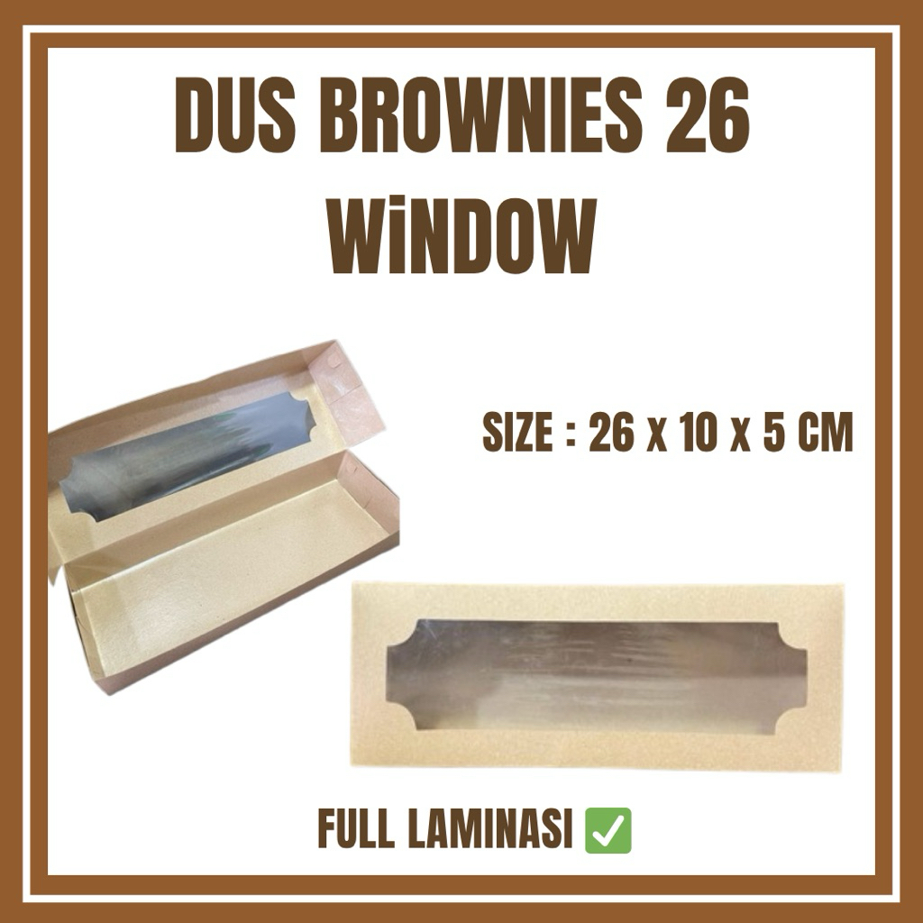 

Dus Brownies 26 x 10 x 5 cm / Kotak Brownies Window Full Laminasi