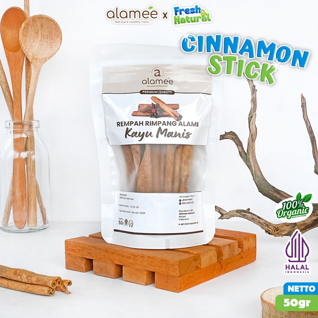 

ALAMEE Kayu Manis Batang Cinnamon Stick Rempah Rimpang Organik Alami Bumbu Masak Dapur Seasoning 50g fresh and natural