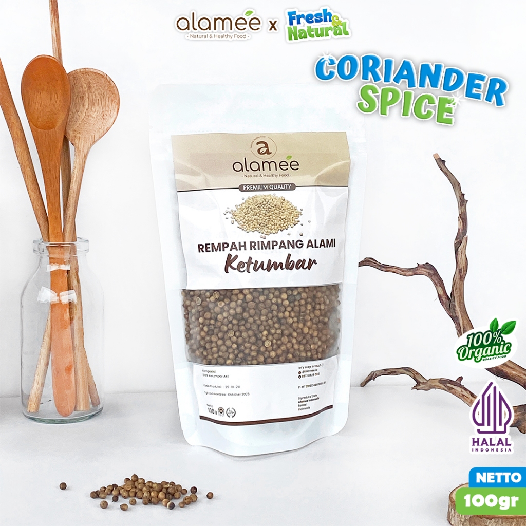 

ALAMEE Ketumbar Organik Coriander Seed Biji Rempah Rimpang Alami Bumbu Seasoning Masakan Masak 100gr fresh and natural