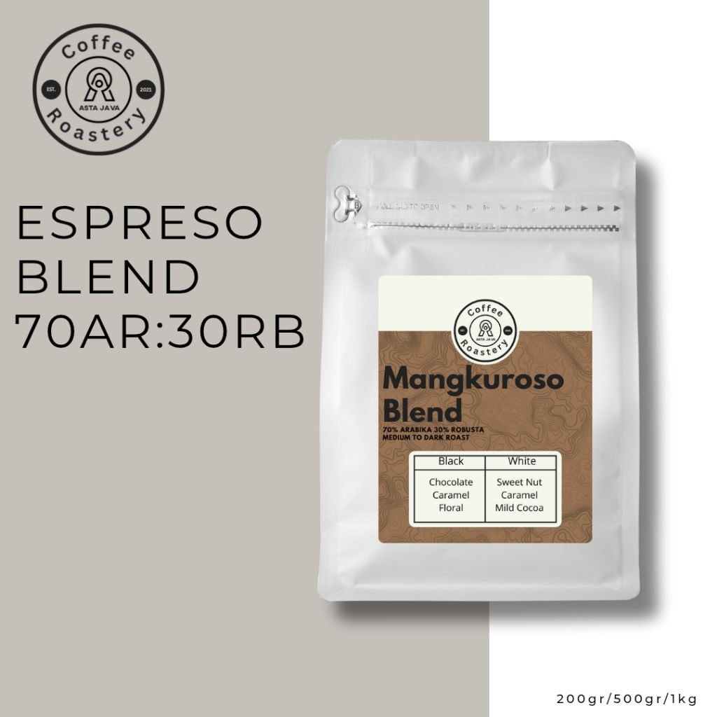 

Biji Kopi House Blend espresso Premium Mangkuroso 70% arabika 30% Robusta