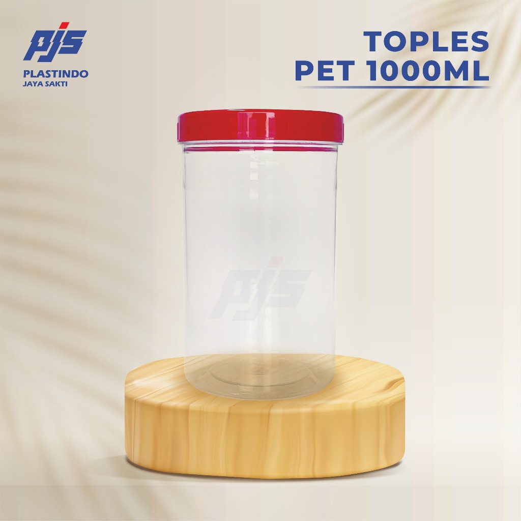 Toples Plastik Makanan 1000ml | Jar Plastik 1000ml | Toples Plastik Bening FOOD GRADE | Tutup MERAH 
