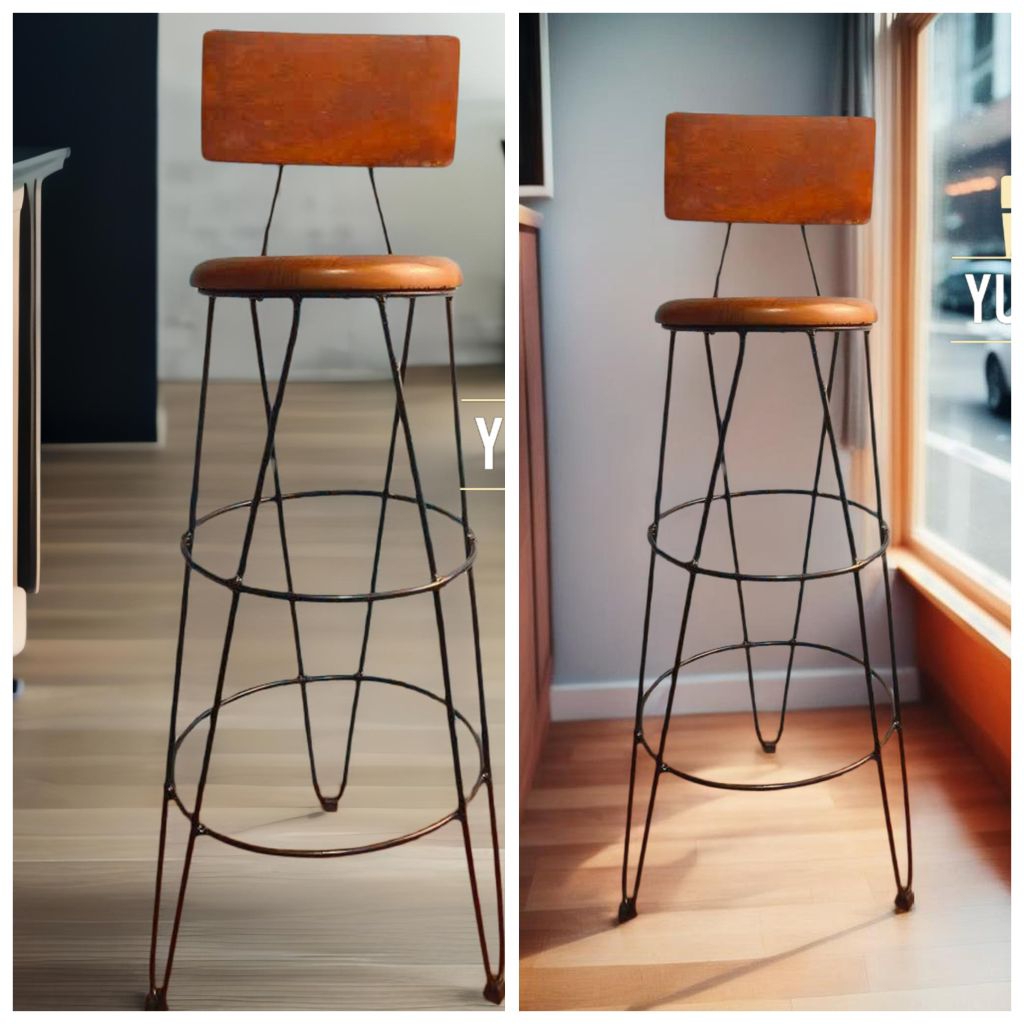 Kursi Minibar 75 cm besi dan kayu bundar,bangku kafe,bangku bar,kursi santai,kursi plastik,bangku ro