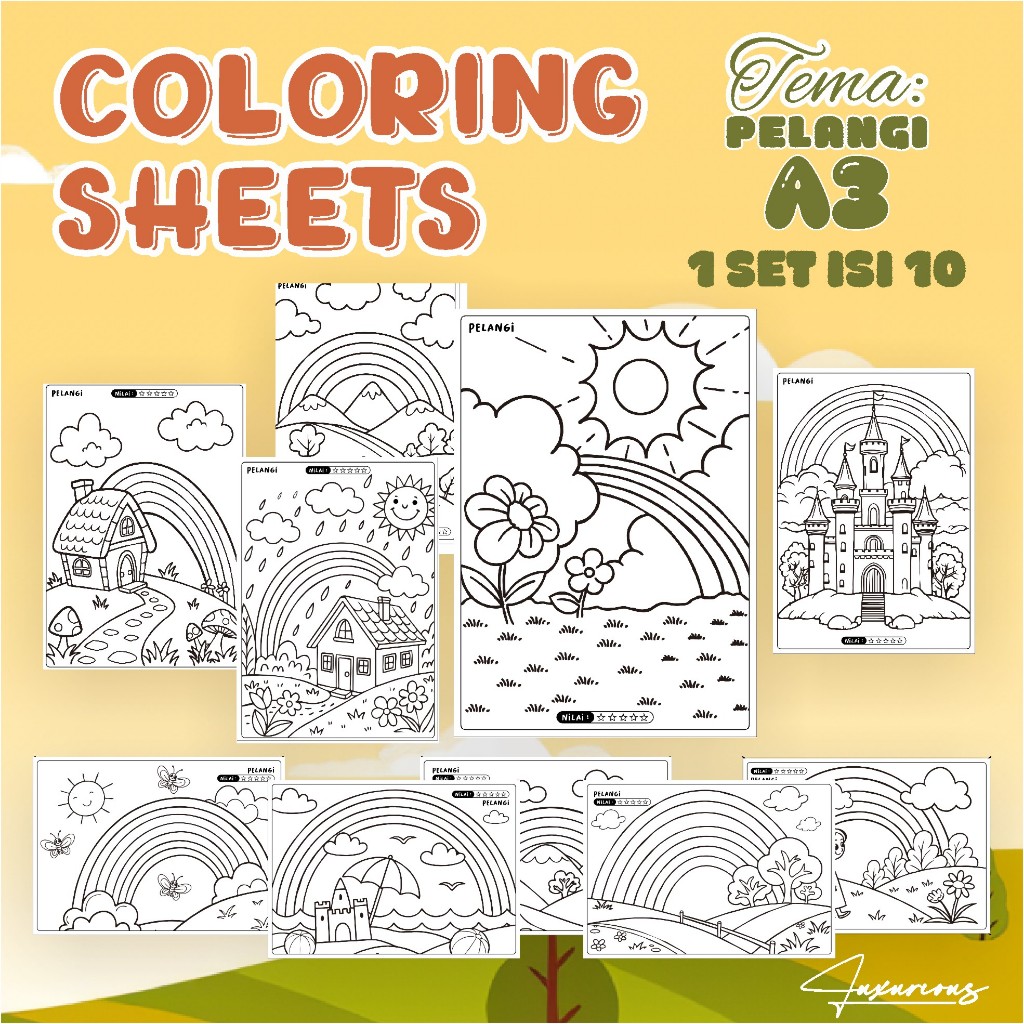 

KERTAS GAMBAR MEWARNAI TEMA PEMANDANGAN A3 READY STOCK - LEMBAR COLORING SHEETS ISI 10 LEMBAR