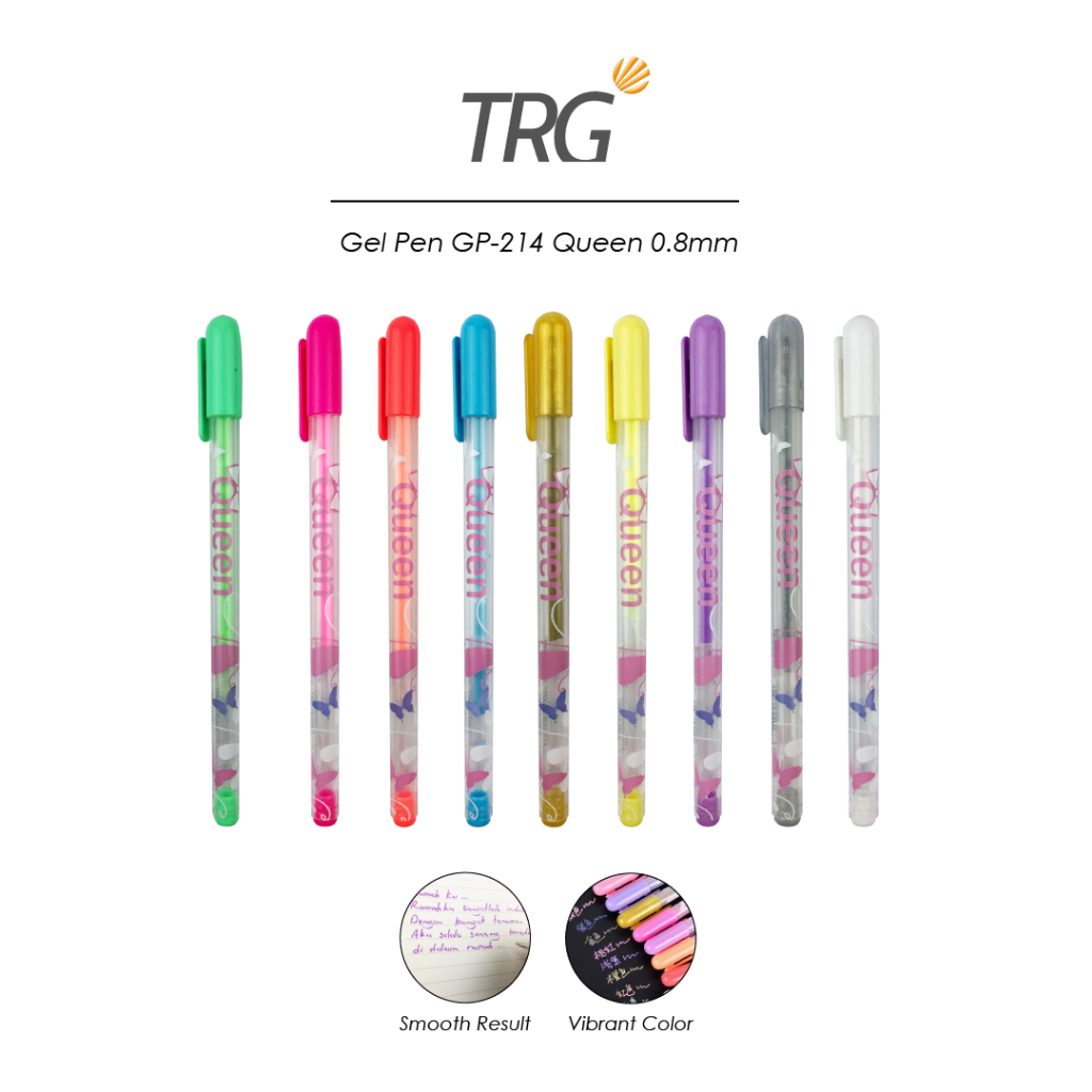 

TRG Queen White Color Gel Pen GP-214 0.8mm - Pulpen Bolpen Pena Putih Warna Warni 0,8 mm TRG