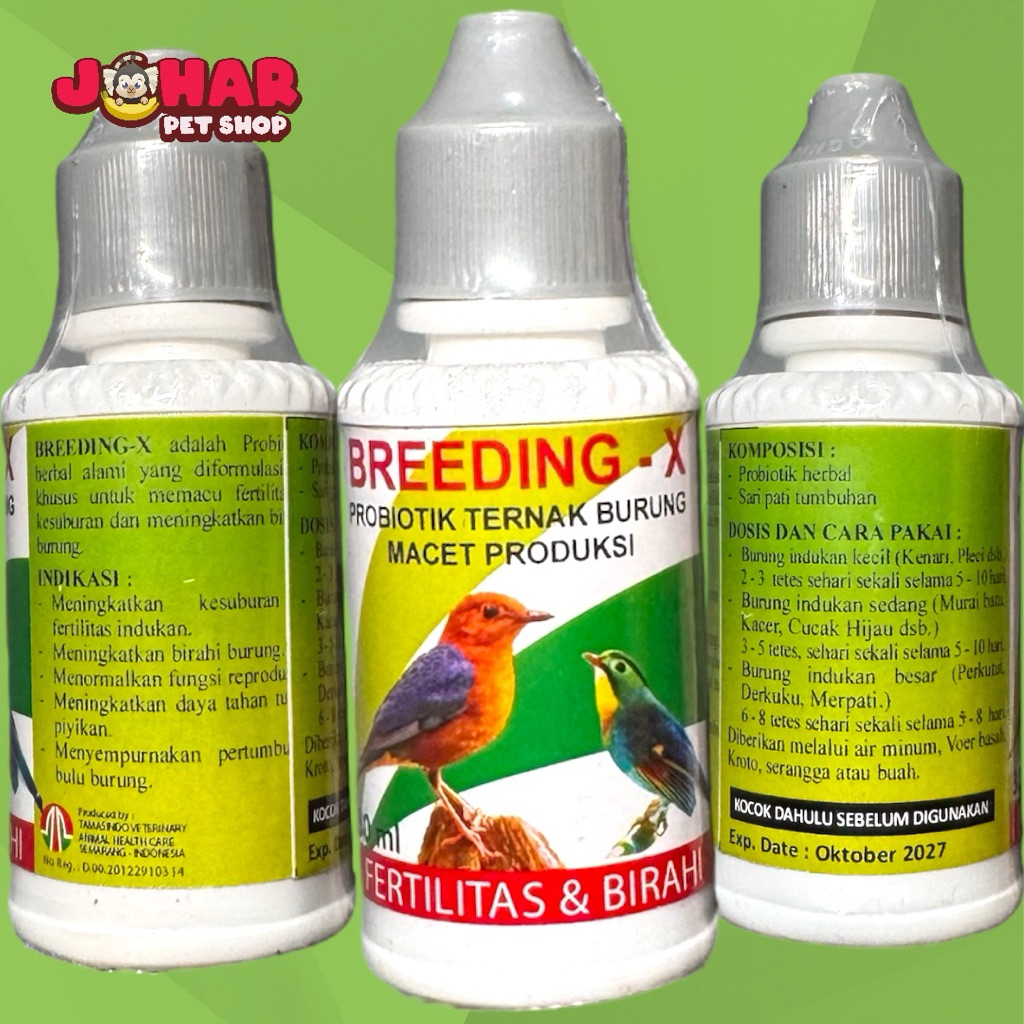 Breeding x 30ml probiotik vitamin ternak kesuburan birahi burung kicau parrot murai lovebird kenari 