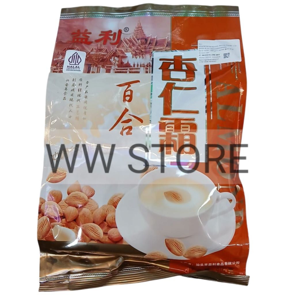 

Serbuk bubuk minuman kacang almond halal MUI YILI YI LI FOODS ALMONDS POWDER 400g ( 11 sachet x 36.36g )