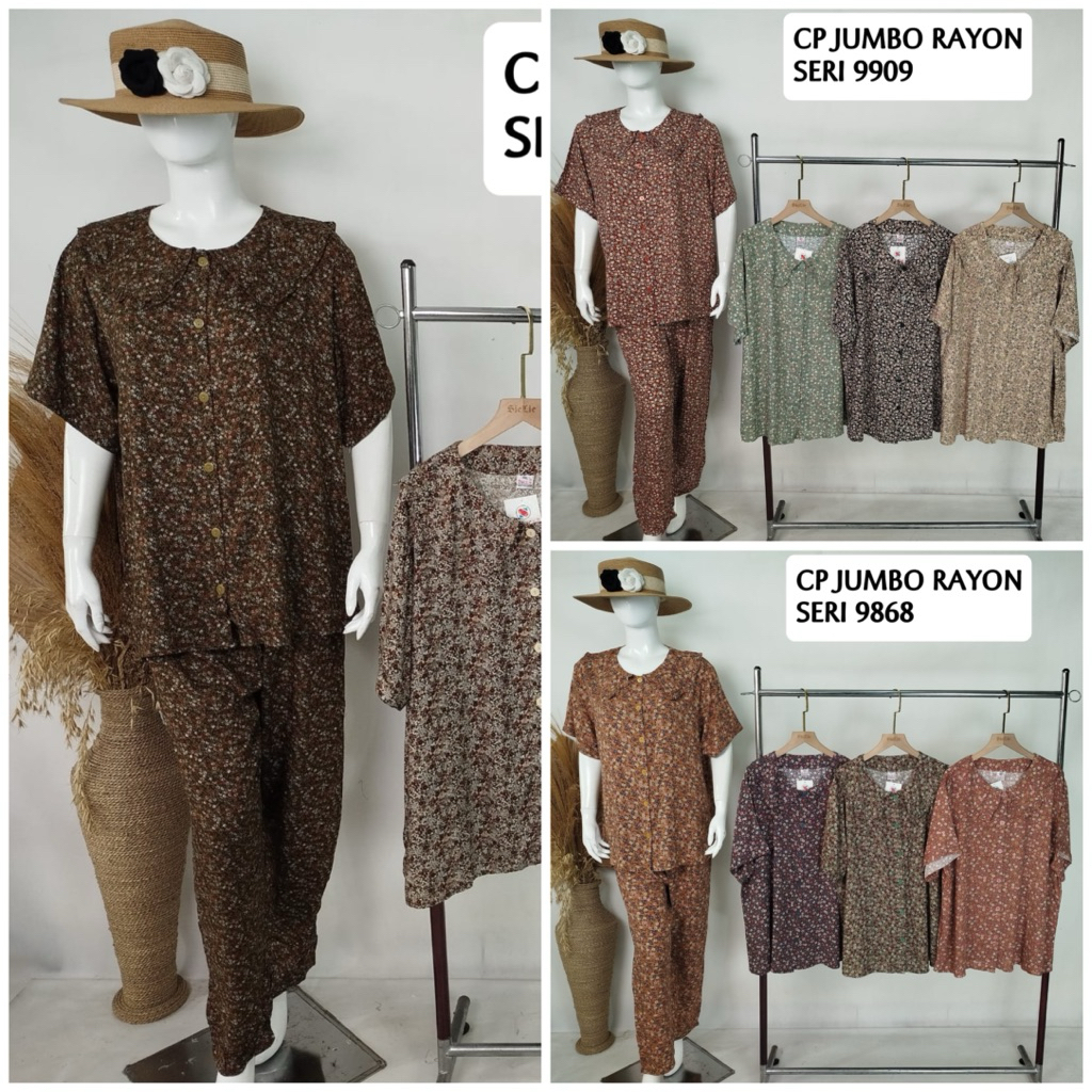 (101881) SIE LIE CP Rayon Jumbo XXL Lengan biasa pendek/setelan cp rayon jumbo/setelan jumbo rayon/b