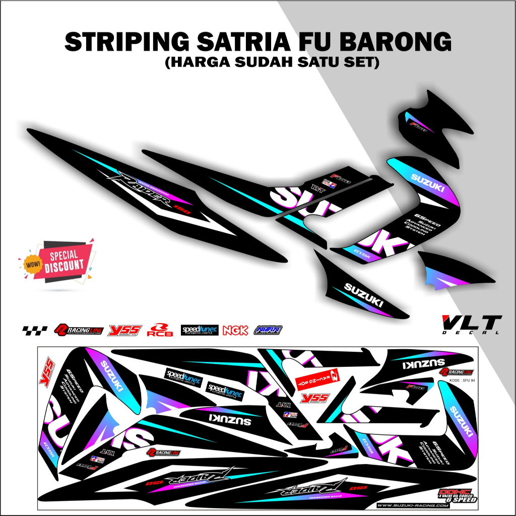 Striping Satria Fu Barong Keren - Striping Fu Old warna rainbow