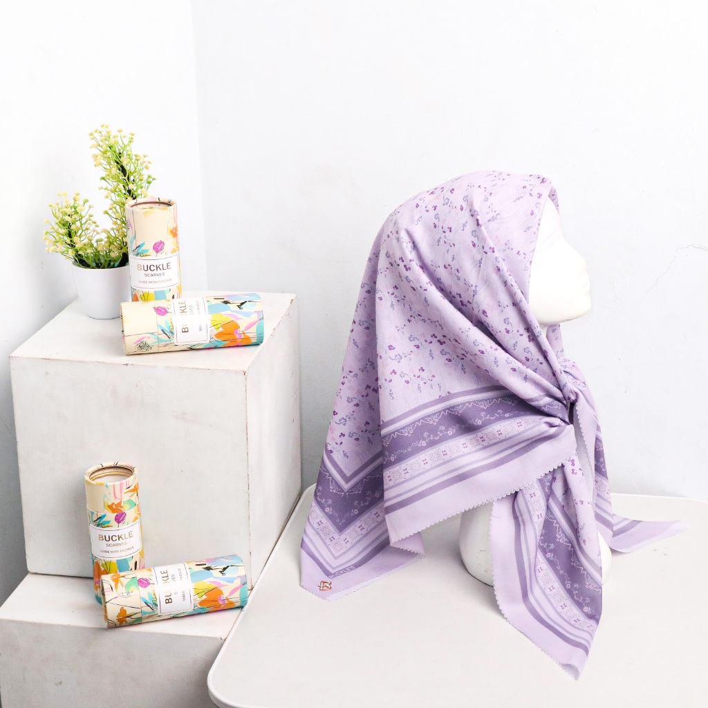 BEST SELLER KERUDUNG SEGIEMPAT MOTIF BOX BUCKLE SCARVES/HIJAB MOTIF SERAGAMAN BOX BUCKLE SCARVES