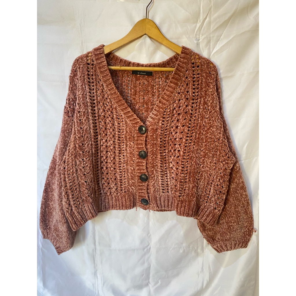 cardigan rajut velvet