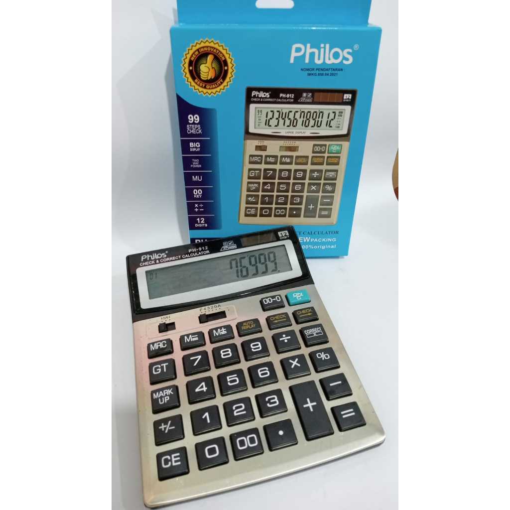 

Kalkulator dagang.Ukuran 15 x 20 CM. Philos PH 912 100% Origininal