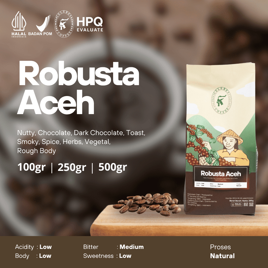 

CELEBES COFFEE - Kopi Robusta Aceh Gayo - 100gr / 250gr / 500gr - Biji / Bean / Bubuk