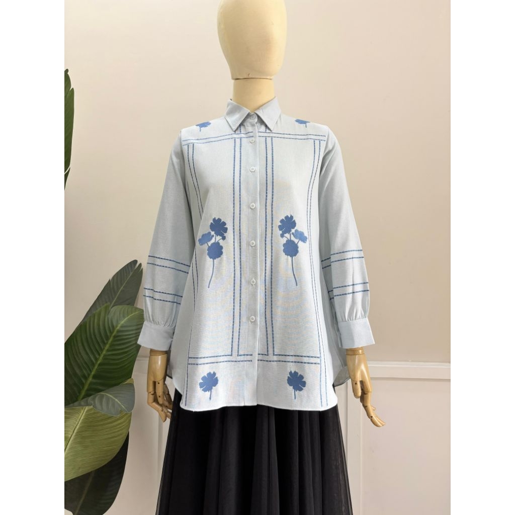 Tunik Kemeja Bordir Premium Linen Bangkok | Tunik Wanita Premium | Tunik Linen Import