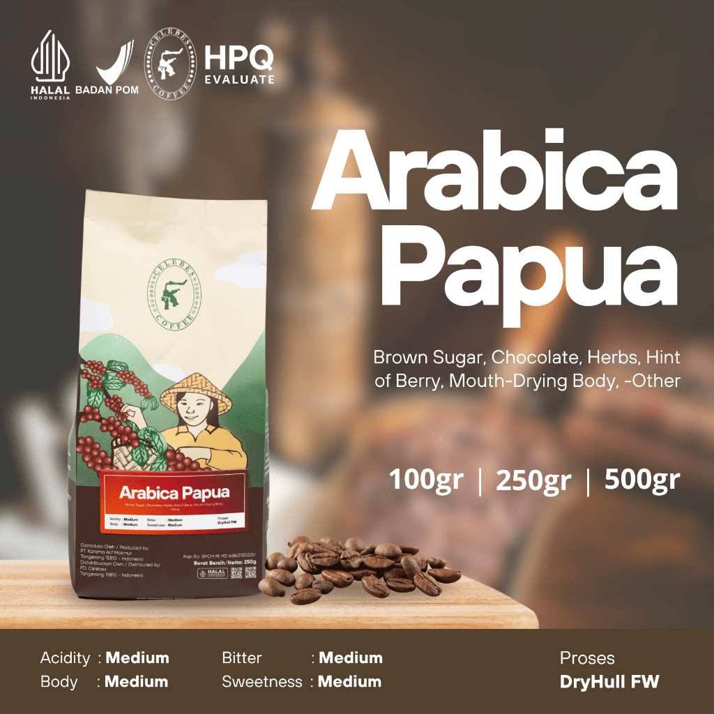 

CELEBES COFFEE - Kopi Arabika / Arabica Papua - 100gr / 250gr / 500gr - Biji / Bean / Bubuk