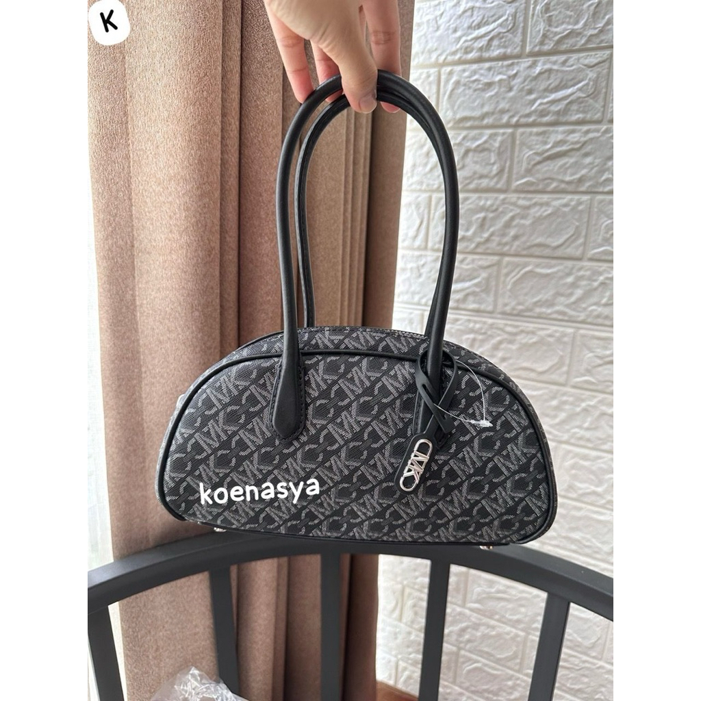 tas wanita original mk shoulder/hand bag lulu small handle satchel black silver new