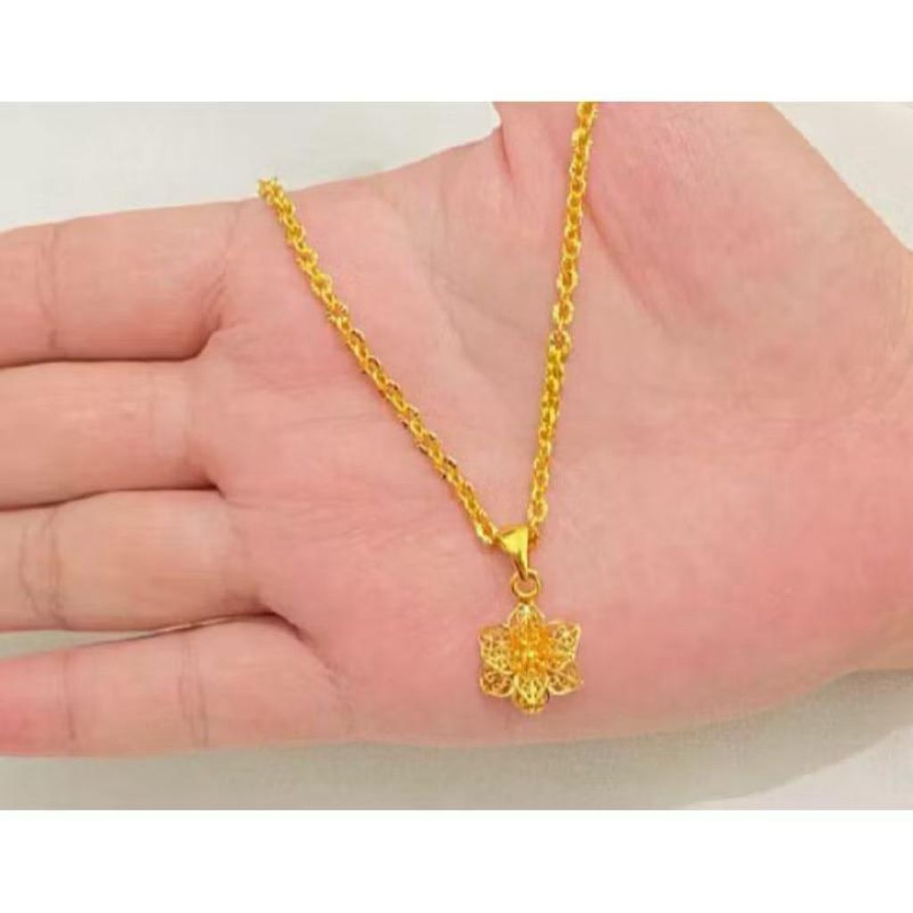 Kalung Nuri Liontin Bungan Medan Asli Titanium Anti Karat