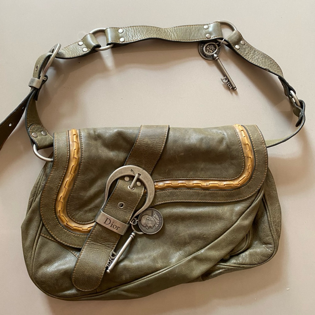 Christian Dior Gaucho Saddle Leather Bag Authentic Purse Good Condition Vintage