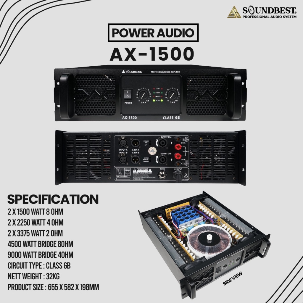 Power Amplifier SOUNDBEST AX-1500 AX1500 GARANSI RESMI ORIGINAL