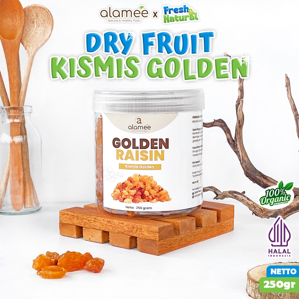 

ALAMEE Kismis Golden Raisin Cemilan Buah Kering Sehat Rendah Kalori Raisin Simin RAISINS 250gr fresh and natural