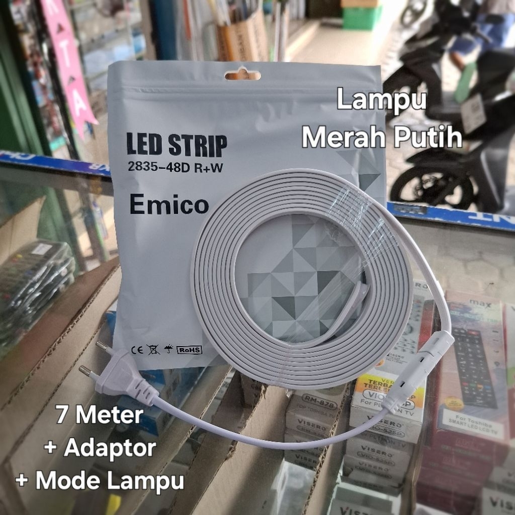 LAMPU LED STRIP MERAH PUTIH & KELAP KELIP | Panjang Real 7 Meter + MODE LAMPU | Lampu Agustusan | Hi