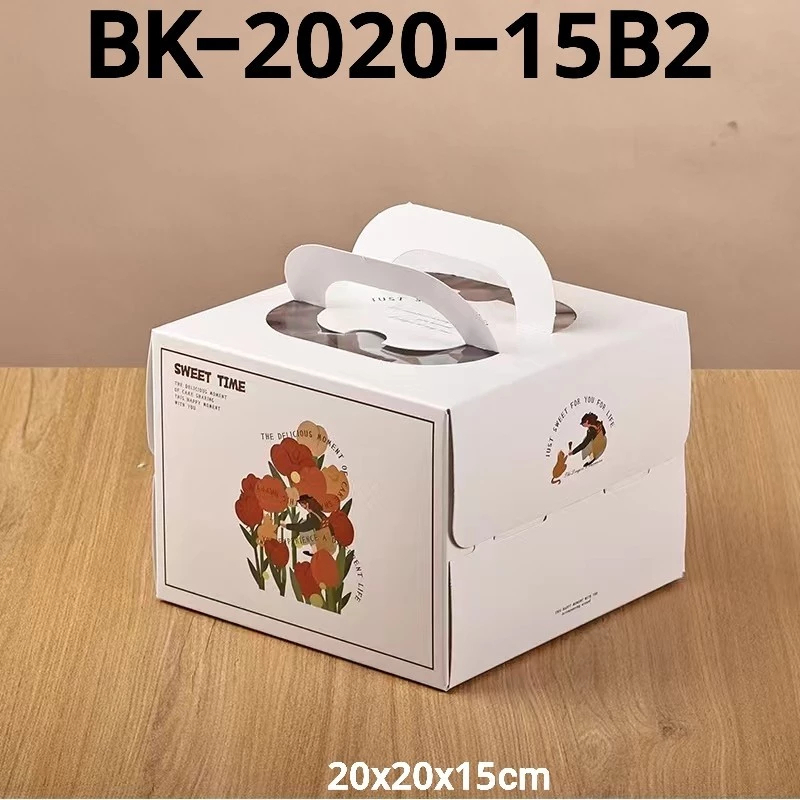 

Sweet Time BK-2020-15B2 Kotak Hadiah 20x20x15cm Cake Box Korean Style Warna Putih Floral Elegan