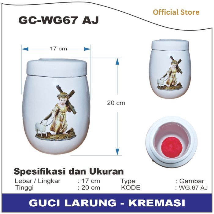 GUCI ABU KREMASI LARUNG BARU WHITE GLOSSY WGS 67 AJ GUCI