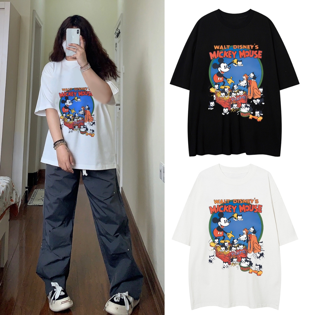 【✅COD】HW. T-shirt Oversize Mickey Mouse baju lengan pendek kaos korea | Kaos baju Wanita pria/195