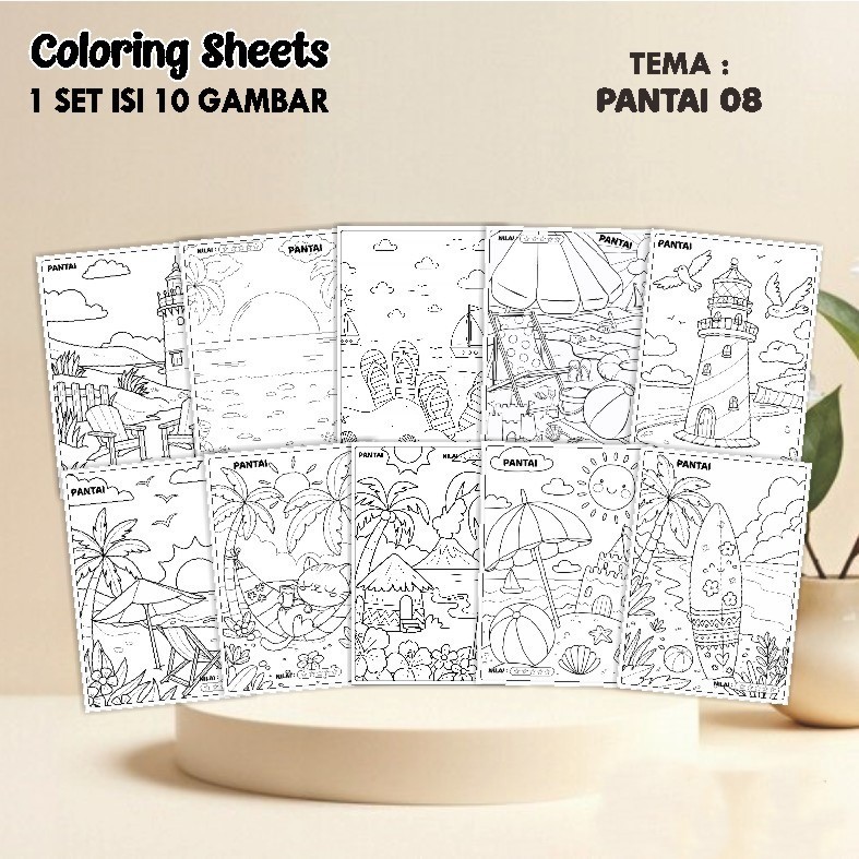 

Kertas Gambar Anak - Coloring Sheets TEMA PEMANDANGAN A4 - 1 set isi 10 Lembar