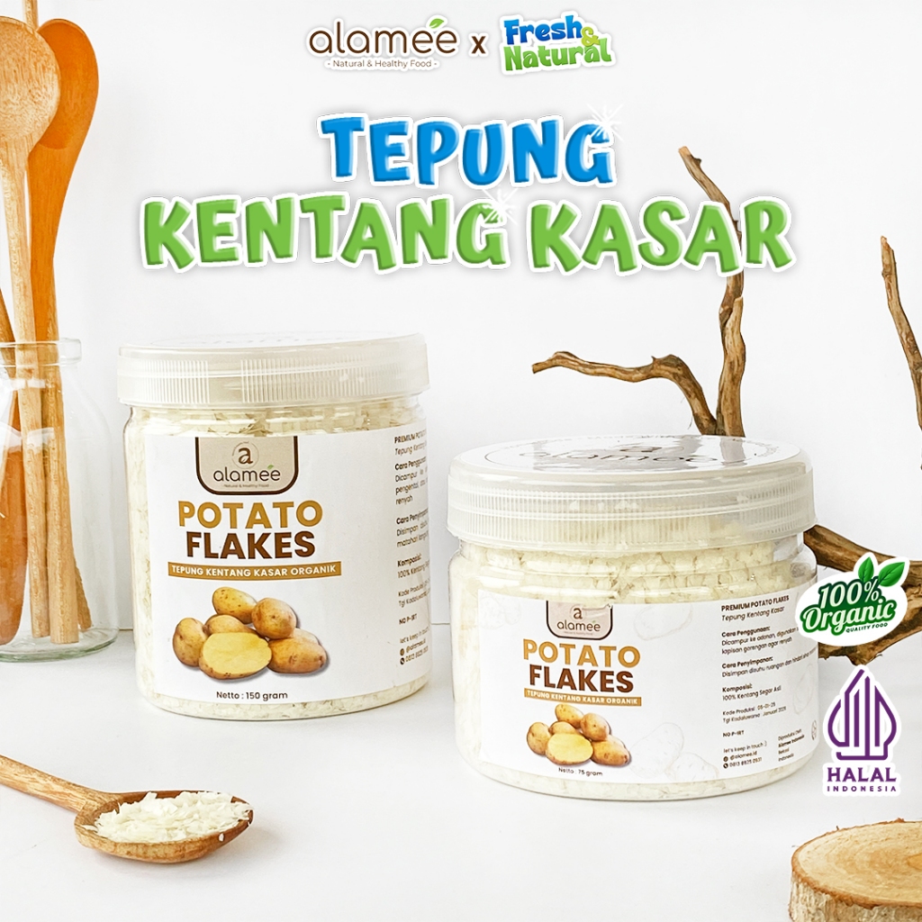 

ALAMEE Tepung Kentang Serpih Potato Flakes Premium Tepung Kentang Kasar PREMIUM 150gr fresh and natural