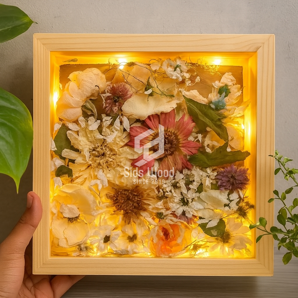SidsWood [3D207] Pigura 3D Kayu 20x20x7 cm – Bingkai Mahar, Perhiasan, Foto, Bunga Kering | Frame Ja