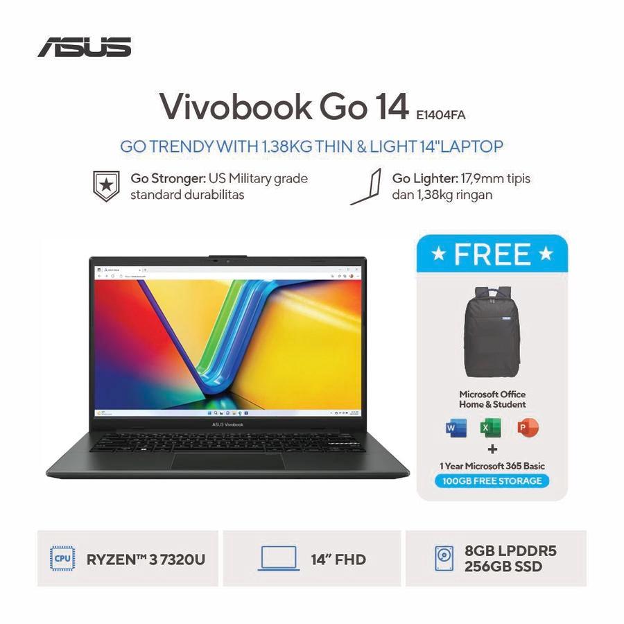 ASUS VivoBook Go 14 E1404FA-FHD3821M - Mixed Black [AMD Ryzen 3 7320U / AMD Radeon Graphics / 8GB / 