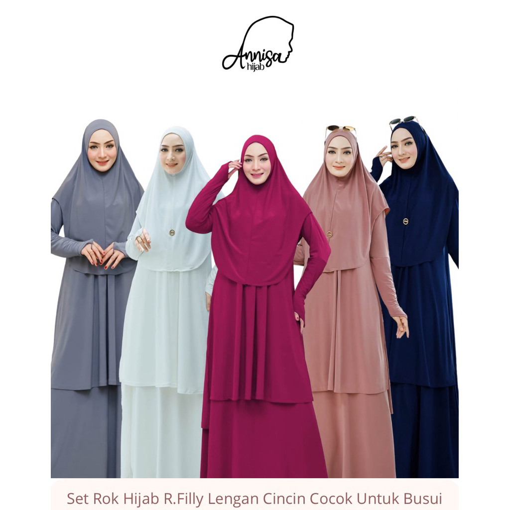 Set Rok Hijab hiasan  Cincin dibagian jari R Filly Jersey Korea