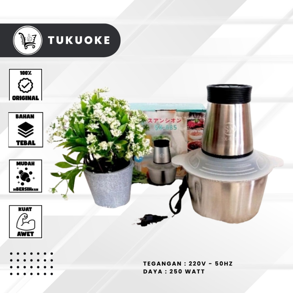 BLENDER DAGING STAINLEES STEEL 2 LITER / BLANDER FOOD CHOPPER STAINLESS / MEAT GRINDER STAINLESS PEN