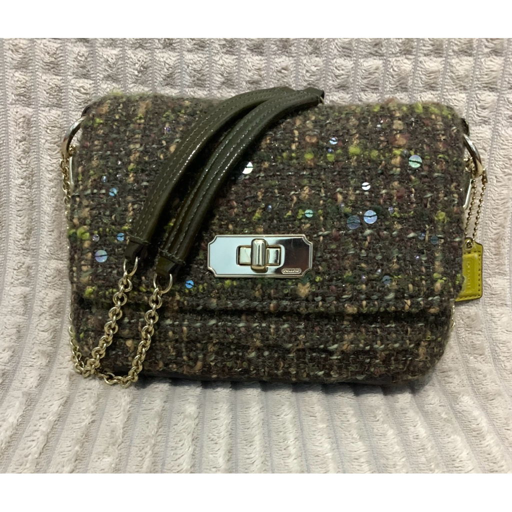 tas coach tweed sling shoulder original preloved