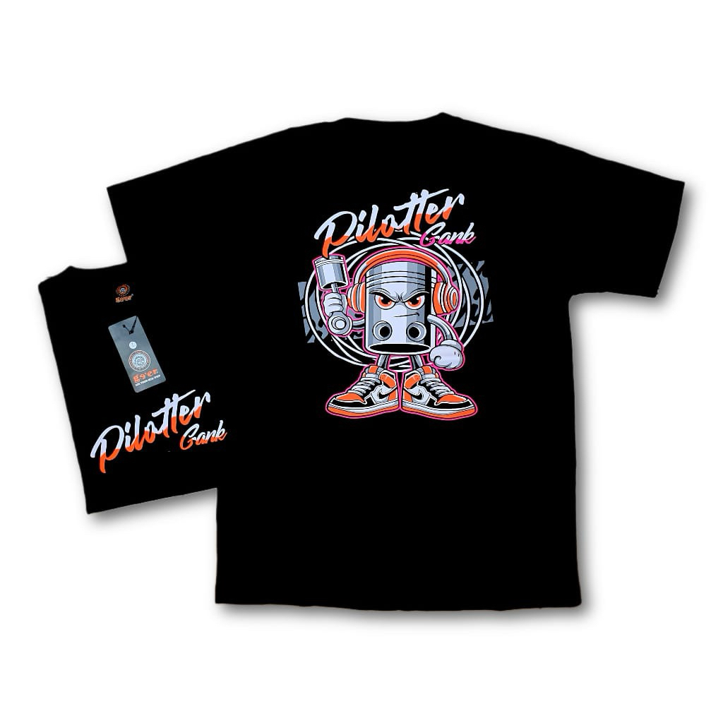 KAOS DISTRO TERBARU MOTIF PILOTER GANK BUKAN OUTFIT BIASA WARNA HITAM