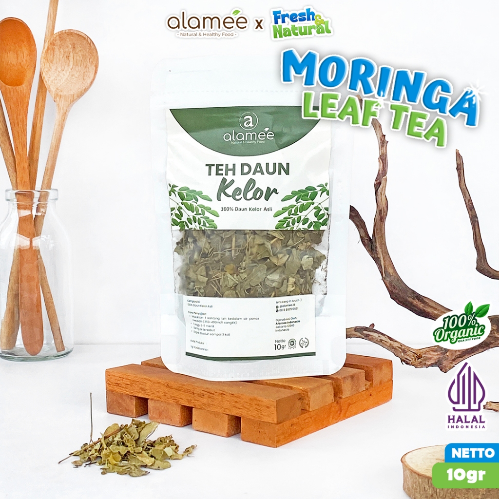 

ALAMEE Teh Daun Kelor Herbal Alami Moringa Tea Flower Asli Kering Organik 10g fresh and natural