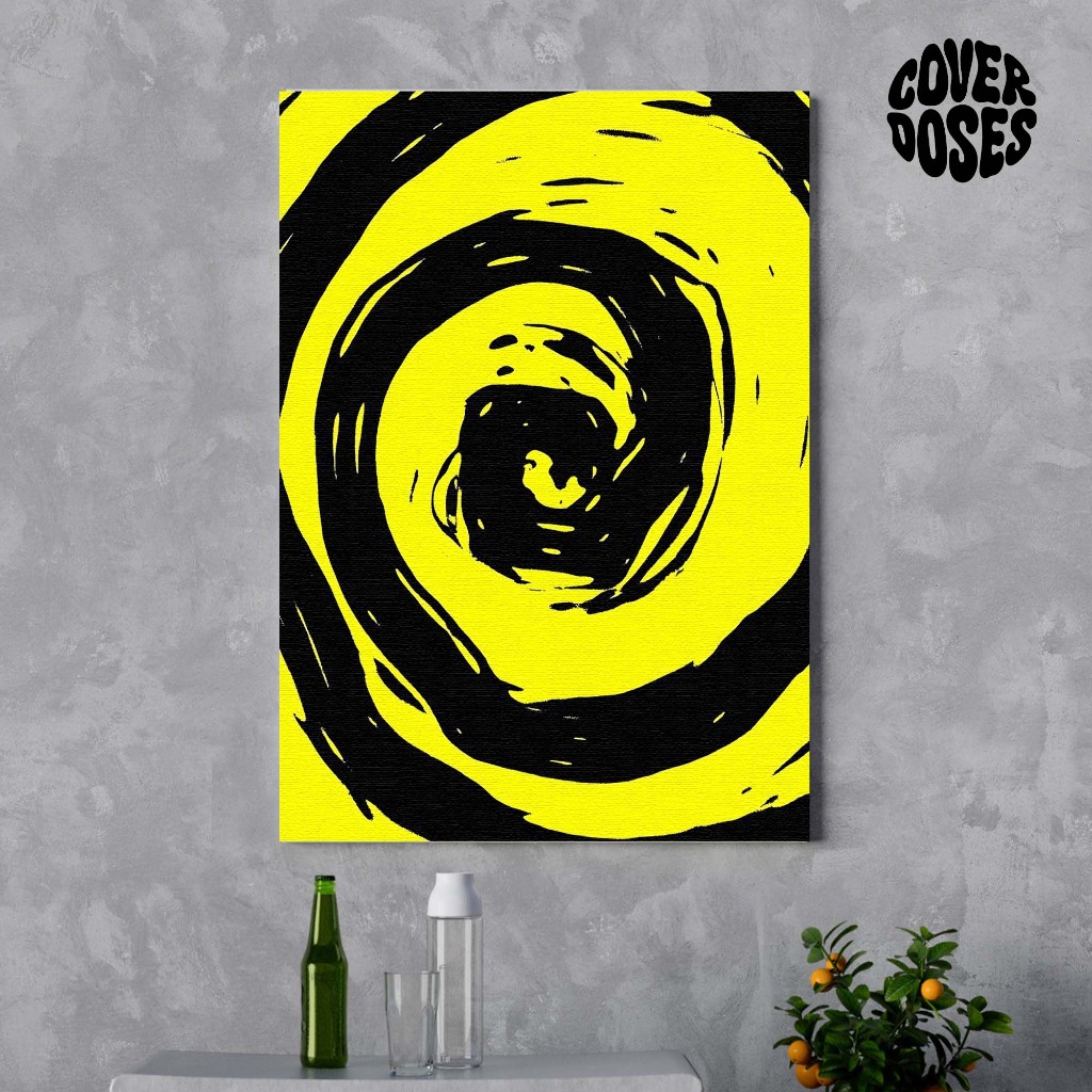 Poster Yellow Spiral Vortex -  Vintage MDF | Dekosrasi Kamar Estetik | Retro Vibe | Bisa Custom Desi
