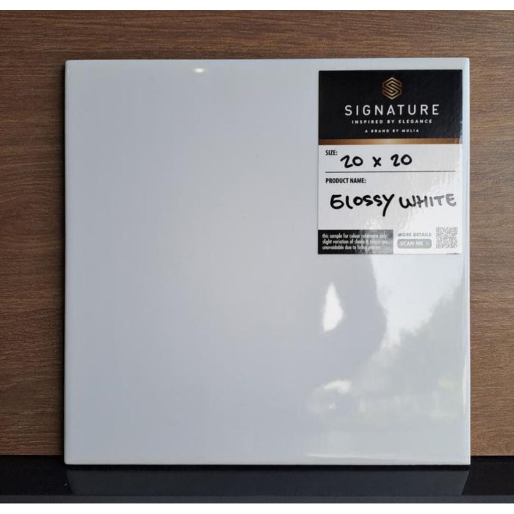 keramik ukuran 20 X 20 putih polos glossy - Glossy white mulia signature