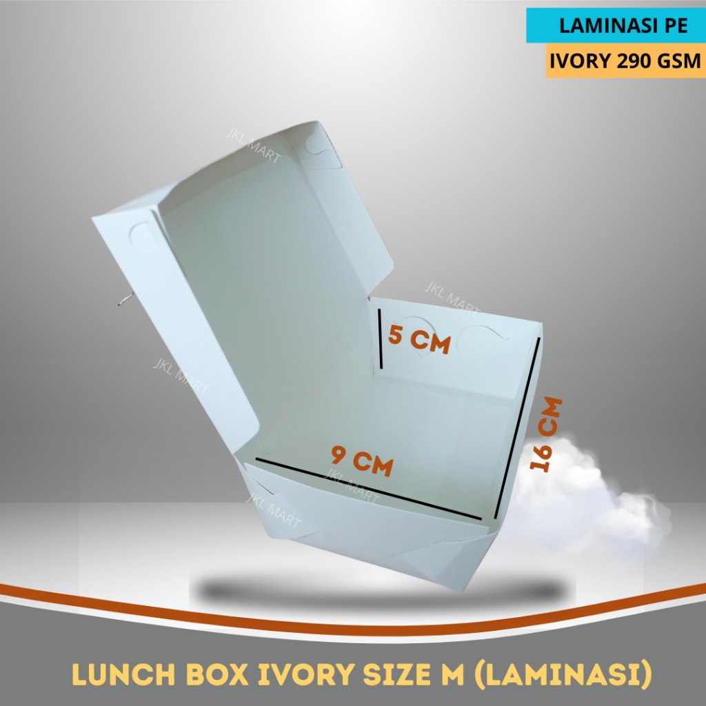 LUNCH BOX TRAY PAPER BOX TAKEWAY KOTAK MAKAN KOTAK AYAM GEPREK  PUTIH "LAMINATING" POLOS