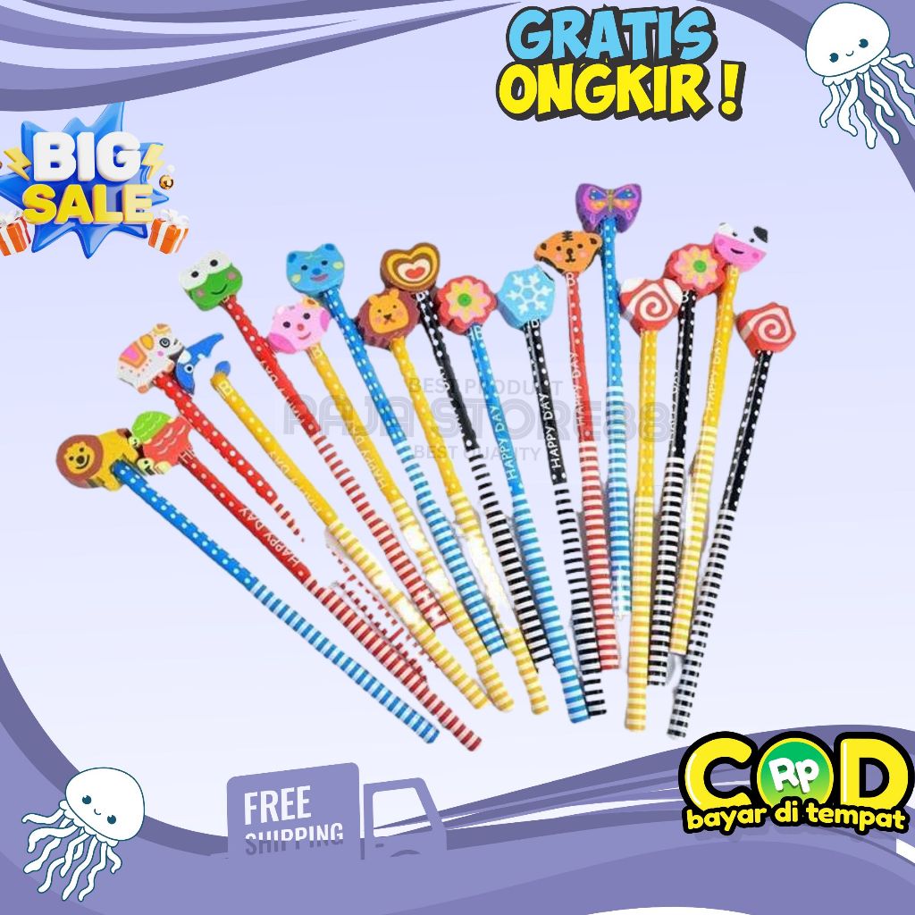 

Pensi Ada Penghapus Karakter Unik Lucu Motif Pensil Karakter / Pensil Lucu untuk Anak ISI 12