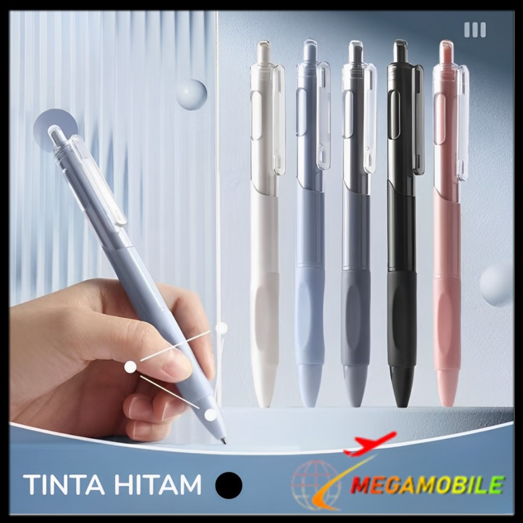 

MM Pulpen Gel Retractable 0.5mm Pena Cetekan Warna Polos Tinta Hitam Pena Aesthetic Cepat Kering Pen Tinta Gel Mekanik Ujung Lancip Bolpoin Cetek Alat Tulis Kantor Cute Ballpoint School Stationery ATK Murah