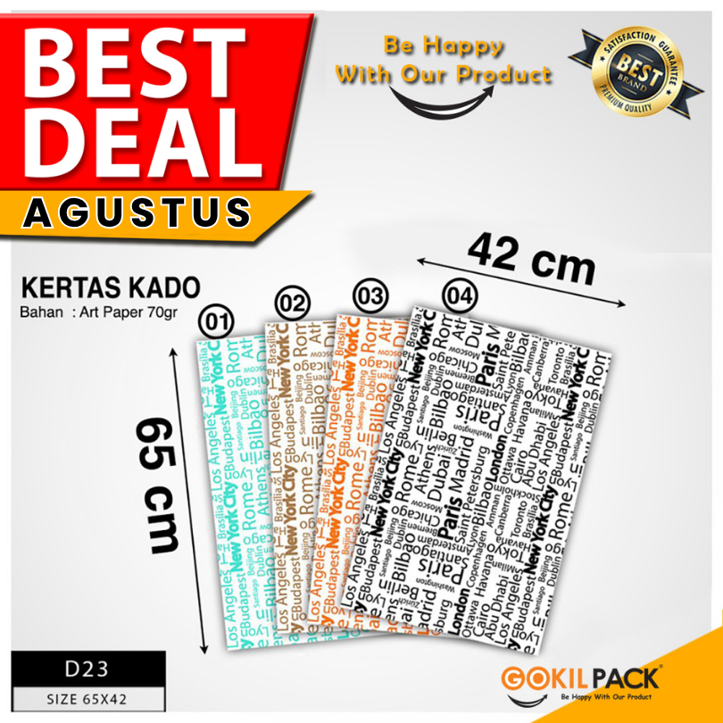 

GOKILPACK - Wrapping Paper - Kertas Kado Art Paper 70 Gram - D23