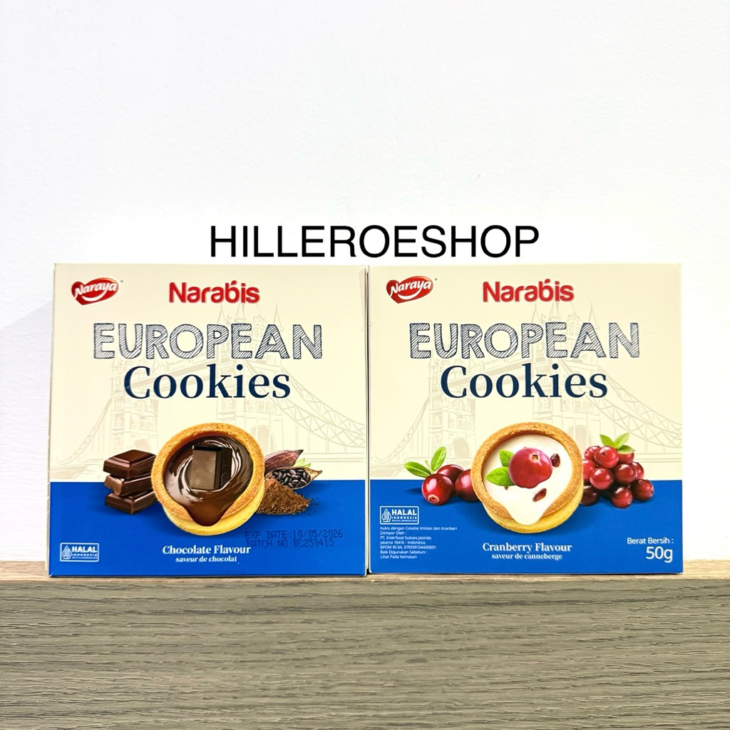 

COKLAT NARAYA NARABIS EUROPEAN COOKIES 50GR CHOCOLATE / CRANBERRY FLAVOUR COKELAT BISKUIT 50GRAM