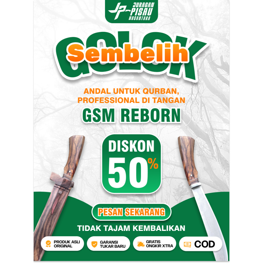 Golok Reborn Sarung Kayu Sonokeling | Golok Pisau Sembelih Kebun Baja | Juragan Pisau Nusantara
