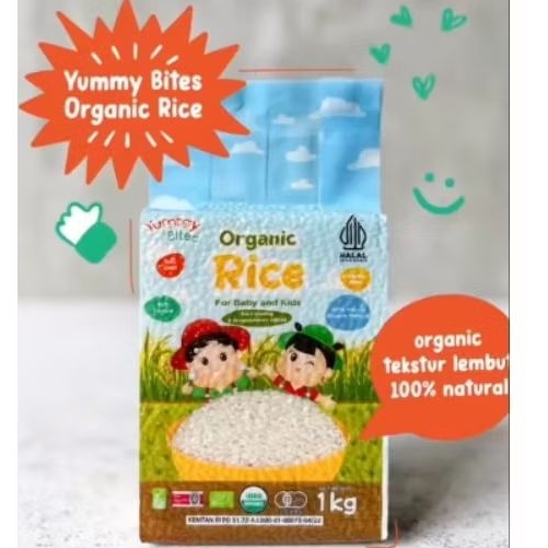 Yummy Bites Organic Rice 1Kg/Beras Yummybites Yummy Bites Beras Jepang Beras MPASI Anak HALAL