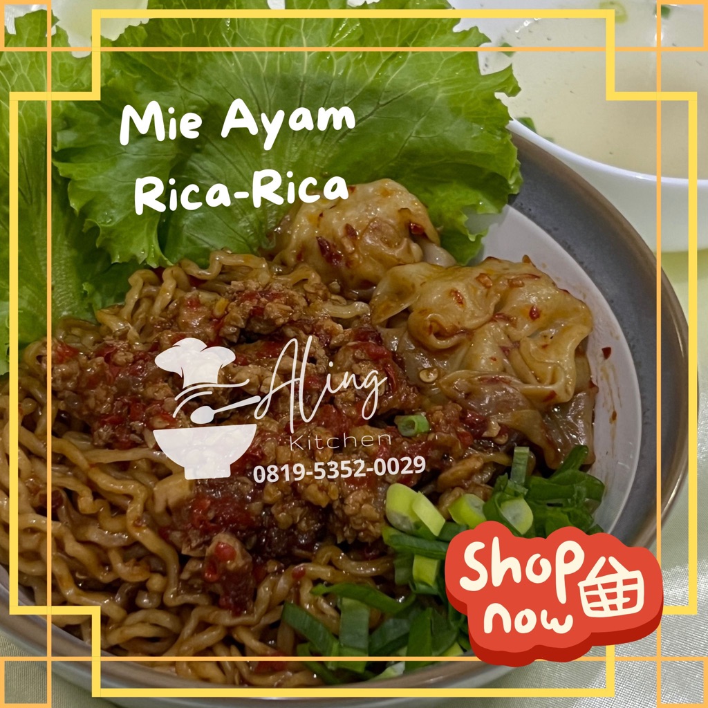 

Mie Ayam Rica-Rica Frozen + 2 Pcs Pangsit | Halal | Pedas Manis | Siap Masak