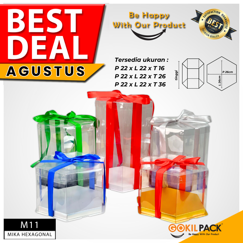 

Box Mika Hexagonal - Cake Box - Box Segi Enam Kue Mika Transparan Dus Hadiah Hantaran -Tutup Mika Uk 22x22 - M11