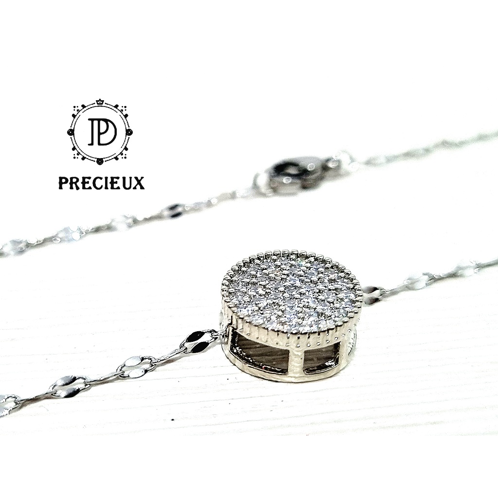 Kalung Titanium Wanita Premium Luxury Rhodium Ion Plated Silver Sunshine Titanium Necklace " Precieu
