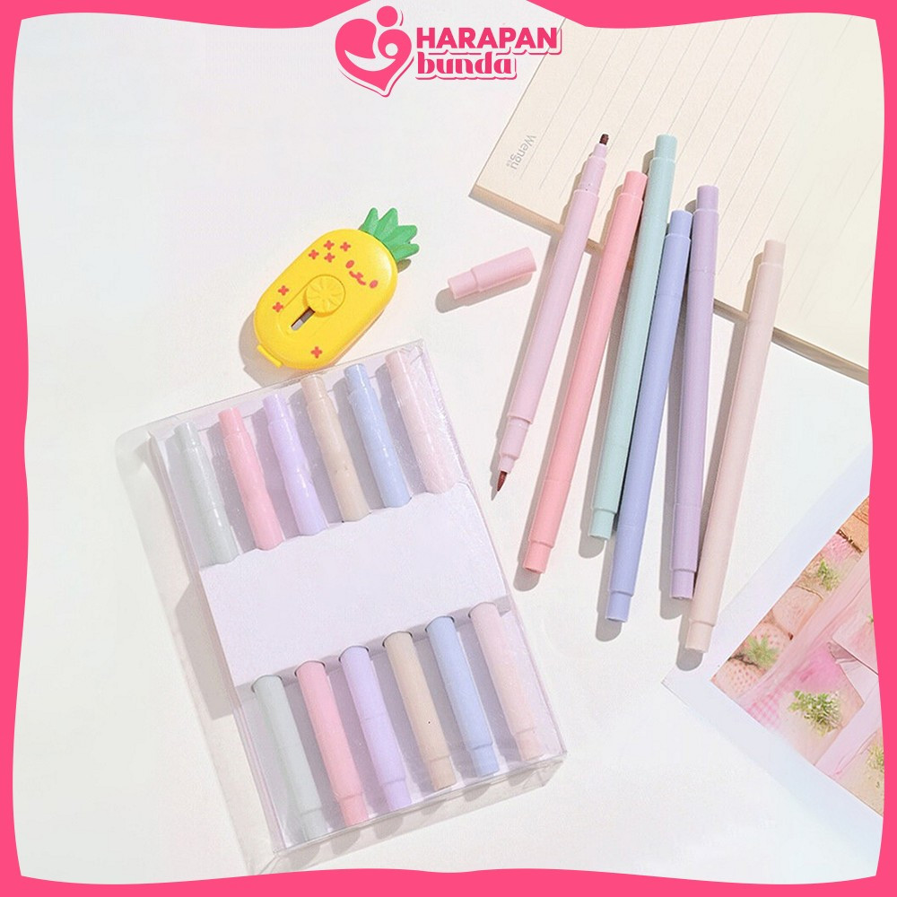 

EC Highlighter Set Isi 6pcs Double Tip Penanda Teks Polos / Spidol Pen Marker Dua Sisi Warna Pastel Peralatan Sekolah Siswa Harapan Bunda A116